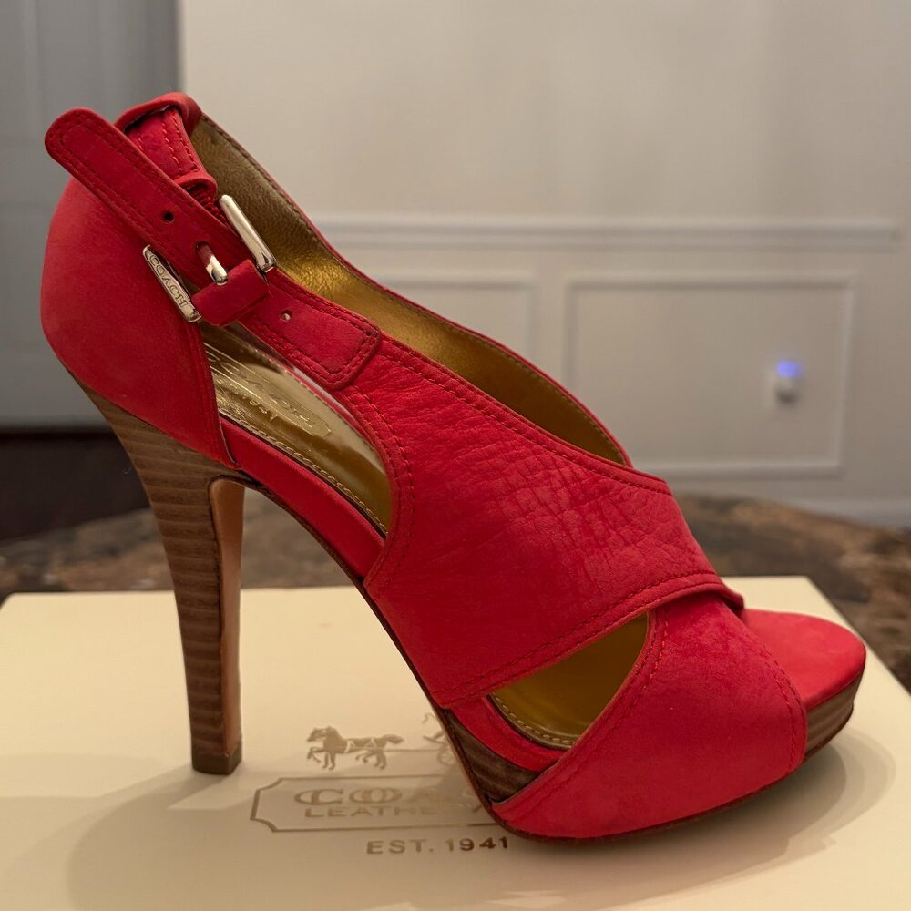 Coach Adelle Nubuck Blossom Colored Platform Heels (Size 5) - Picture 5 of 15